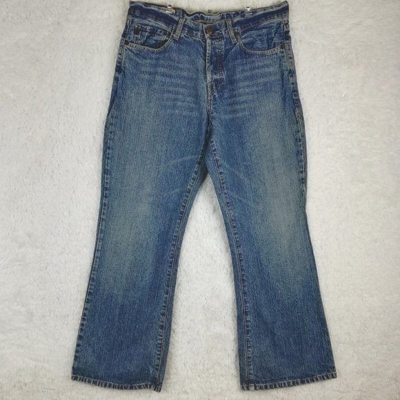 Vintage Abercrombie & Fitch Womens Jeans Flare Button Fly Blue Denim 12 - Picture 1 of 14